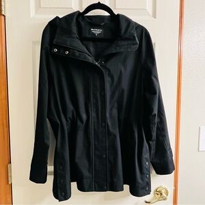 Athleta Women's Utility Jacket in Black Zip Snap Hood Size XL